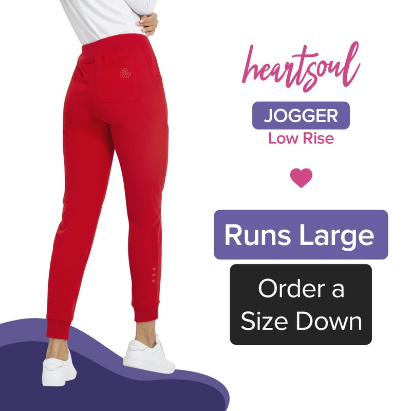 HeartSoul Women's Medical Scrub Jogger Pants Contemporary fit Drawstring Waistband Jogger with 5 Pockets - HS030, L, Red - Image 2